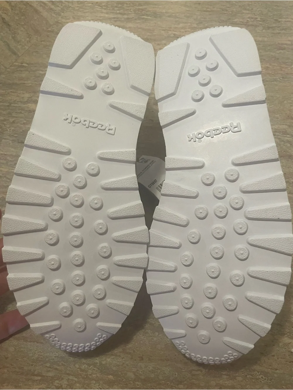 Reebok Women's Classic White Sneakers with Pink Accent size 9